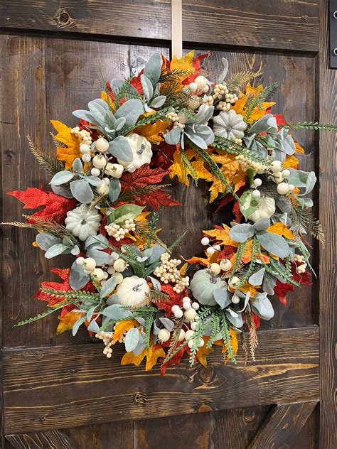 lambs ear fall wreath|large lambs ear wreath.